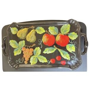 Artimino Ceramic Tuscan Fruit Hand Painted Serving Platter Italian 24x13